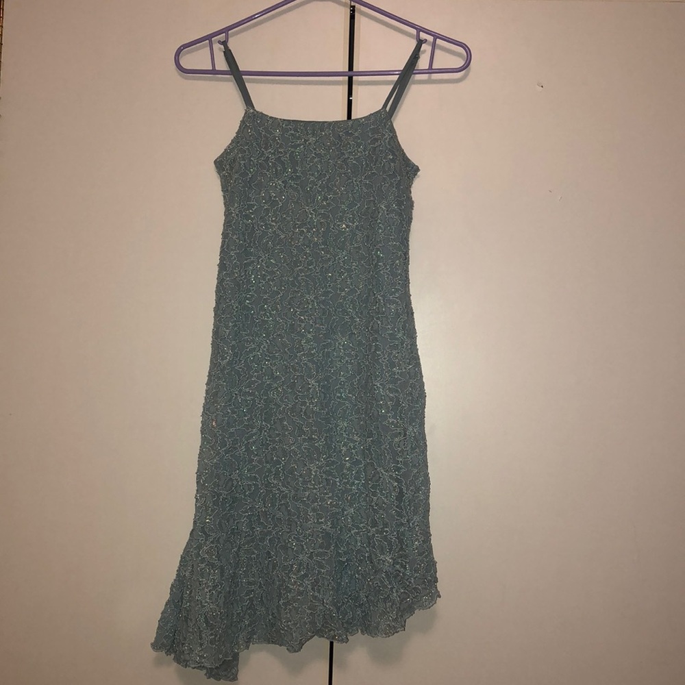 Girls blue lace sparky dress